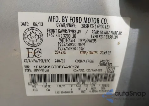 2014 Ford Explorer Sport from USA, damaged, VIN 1FM5K8GT0EGA10178